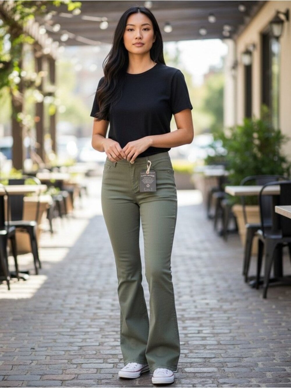 New with tags Democracy Womens "Ab"Solution Muted Green Bootcut Pants Size 12